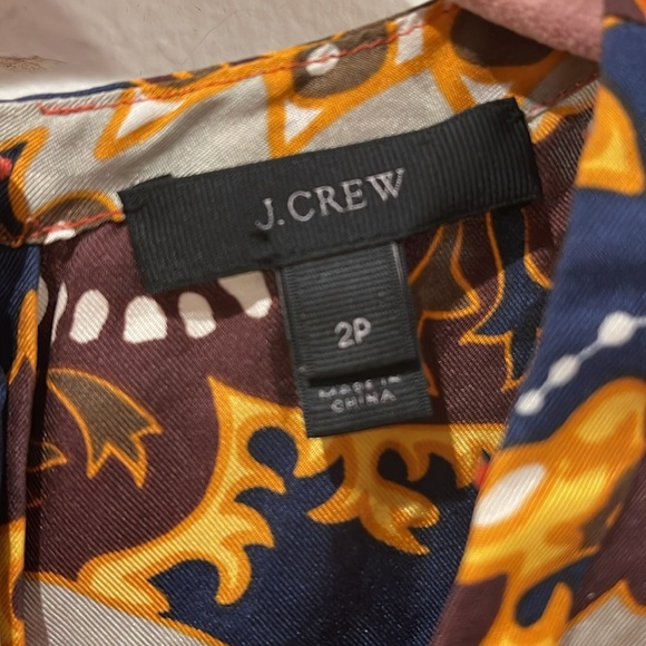 J Crew Sleveless Silk Orange, Navy, Mustard and Brown Top - Picture 2 of 3